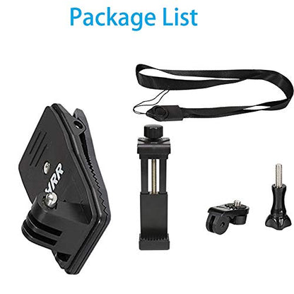 Backpack Clip Mount with Phone Holder Accessories for GoPro Hero 13 12 11 10 9 8 7 6 5 Black Akaso Sony Action Camera and iPhone Samsung Smartphones,Outdoor First View Live Video Shooting