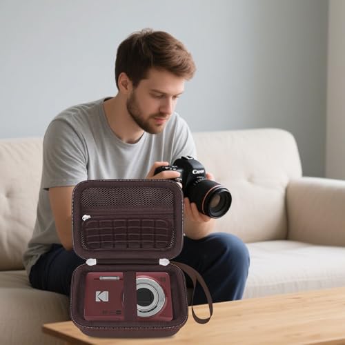 Elonbo Camera Carrying Case for KODAK PIXPRO FZ55/ FZ45/ FZ53/ FZ43 16MP Digital Camera, KODAK PIXPRO Camera Storage Holder Travel Bag, Mesh Bag Fits Batteries Cable Memory Card Card Reader, Brown - color: Brown