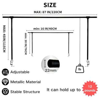 Beyeutao Over The Table Rod Stand with Clamps Adjustable 16"-87" Length 30"-45" Height Metal Balloon Arch Stand Black Table Backdrop Frame Suitable for Photography Wedding Birthday Party Christmas - color: Black, size: 16-87 Inches