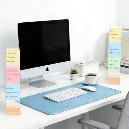 2-Pack Monitor Memo Board, Monitor Sticky Note Holder for Desktop, Portable Removable Office Desk Board Wooden Phone Holder with Stick Notes, Clear