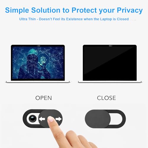 JOS California 9 Pack(3 Large + 3 Medium + 3 Small) 0.03 inch Ultra Thin Webcam Cover Slide Camera Blocker Protect Your Privacy Security for MacBook Air, Laptop, iPad, iMac, PC, iPhone - color: 9 PACK (3L+3M+3S) Black