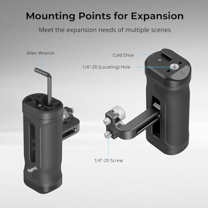 SmallRig Mini Side Handle for 1/4"-20 Threaded Holes, Camera Cage Handle for Left or Right Hand, Up and Down Adjustable, with Built-in Cold Shoe & Threaded Hole - 4755 - style: 1/4''-20 Screws