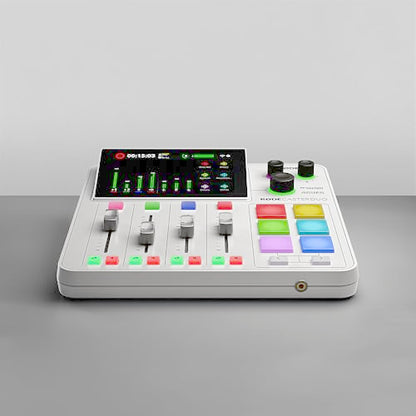 RØDE RØDECaster Duo Compact All-in-One Audio Production Solution for Podcasting, Streaming, Music Production and Content Creation (White) | Compact 2-Input Studio with Revolution Preamps, Built-in Series Iv Wireless Receiver, 5.5 Touchscreen, USB-C - colo