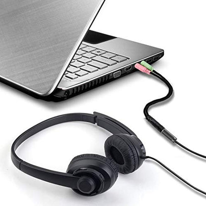 ENVEL Headset and Microphone Splitter Cable for PC Audio Jack Headphones Adapter Convertors 3.5mm Female to Dual Male for Computer Simultaneously Y Splitter
