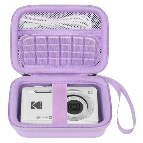 Elonbo Camera Carrying Case for KODAK PIXPRO FZ55 / FZ53 / FZ45 / FZ43 16MP Digital Camera, Vlogging Camera Storage Holder Travel Bag, Mesh Bag Fits Batteries, Cable, Memory Card, Card Reader,Purple - color: Purple