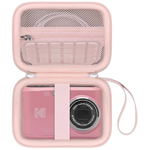 Canboc Carrying Case for Kodak PIXPRO FZ55/ FZ45 16MP Digital Camera, FZ45 Video Vlogging Camera Bag, Mesh Pocket fit Cable, SD Card, Pink (Case Only) - color: Small-Pink