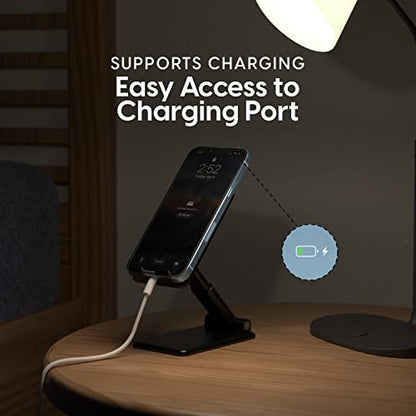 TALK WORKS Adjustable Cell Phone Desk Mount Compatible w/iPhone 15/15 Pro/15 Pro Max, 14/14 Plus/14 Pro/14 Pro Max, 13/13 Pro/13 Pro Max - Flexible Stand for Office, Home, Tabletop (Black) - color: Black