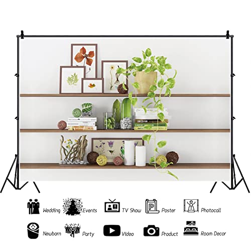 10x7ft Modern Living Room Backdrop Green Plant Bookcase Office Zoom Backdrop for Video Conference Zoom Screen Background for Home Office Background for Zoom Meeting Video Recording - size: 10x7ft