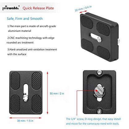 Niewalda Universal Tripod Quick Release Plate, Quick Release Plate, Arca Swiss Plate with 1/4 Inch Slotted Screw, C-Ring/D-Ring Screw, 1/4"-3/8" Screw, for DSLR Camera Tripod Ball Head(PU-50) - color: PU50