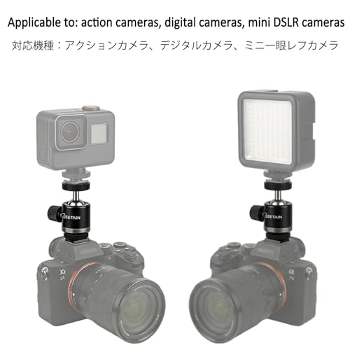 Mini Ball Head Tripod Head, 360° Rotatable Aluminum, 1/4" Hot Shoe, 20mm Camera Mount Adapter for Tripods, Monopods, HTC Vive & SLR Cameras, 2.5lb Capacity