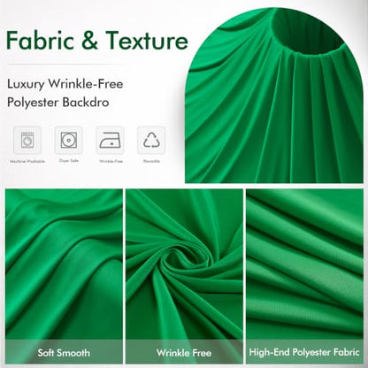 10ftx12ft Wrinkle Free Green Backdrop Curtain Photo Backdrop Drapes | 2 Panels 5×12ft Height Green Silky Polyester Fabric Back Drop Cloth for Wedding Party Birthday Photography Background Drape - color: Green, size: (W)5ft x (H)12ft (2 Panel)