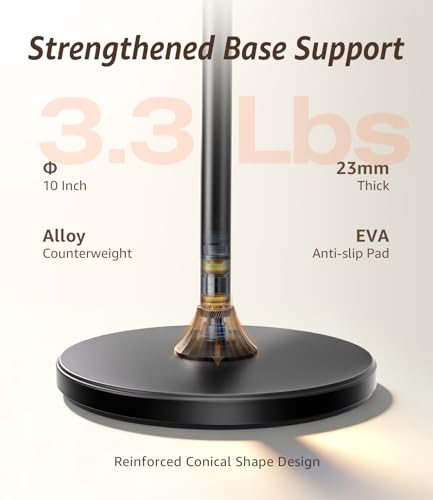 Overhead Phone Stand for Video Recording, Floor Stand Heavy Duty 360° Adjustable Boom Arm Phone Mount with Weighted Base for Cooking, Craft, Drawing, Live Streaming, Compatible with iPhone & Android
