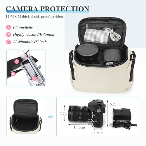 G-raphy Camera Bag Case Compact Lightweight Shoulder Crossbody Sling Photography Bags for Nikon Canon Sony DSLR SLR Mirrorless with Removal Straps (Beige) - color: Beige