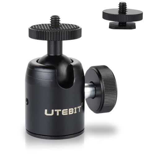UTEBIT Mini Ball Head, with 3/8" to 1/4" Adapter Ballheads Black | 360° Pan 90° Tilt Tripods Mount with 24mm Ball Head Metal Low Profile, Camera Mount Adapter Holder for Phone/DLSR Camera - style: 24mm Ball Head