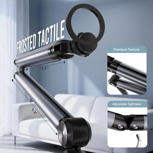 Magnetic Phone Floor Stand, Aluminum iPhone Overhead Stand with Adjustable Arm & Remote for Multi-Angle Creative Shooting, Stable Stand for iPhone/Android