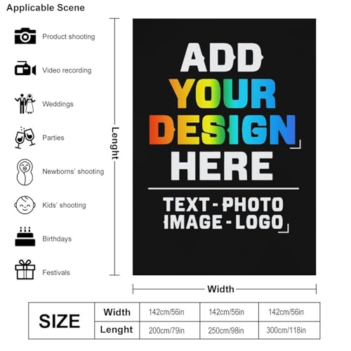 Custom Photography Cloth Design Your Own Photo Logo Text Personalized Backdrops Non-Reflective Non-Penetrating Photoshoot Background Screen Portrait Studio Photobooth Drops 56 X 79 Inches, Black - color: Black, size: 56"×79"