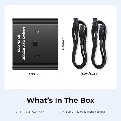 USB 3.0 Switch 2 in 1 Out / 1 in 2 Out Bi-Directional,USB Switcher 2 Computers Share Printer Keyboard Mouse Scanner,Printer Splitter for 2 Computers with 2 USB3.0 Cables (USB3.0)