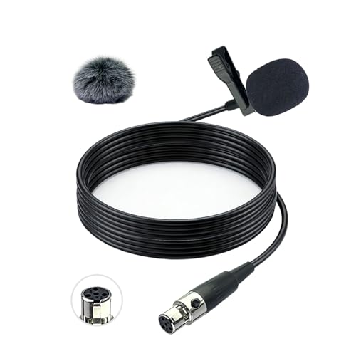 Ta4f Plug Lavalier Lapel Microphone for Shure Wireless Transmitter, 1.5M Wired Unidirectional Condenser Mic for YouTube, Lectures, Living Performance - Mini XLR Ta4f Plug