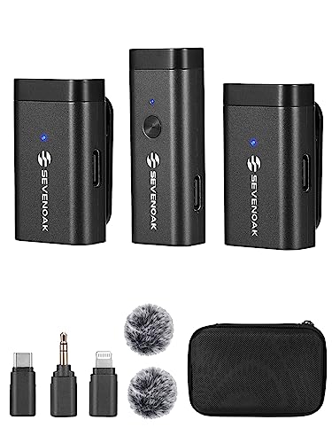 Sevenoak 3 in 1 Wireless Lavalier Microphones for iPhone/Android/Camera, Wireless Lapel Microphone System with Noise Cancelling Portable Microphone for Recording YouTube Vlog Live Stream -SKM-W1 Pro - size: SKM-W1 PRO