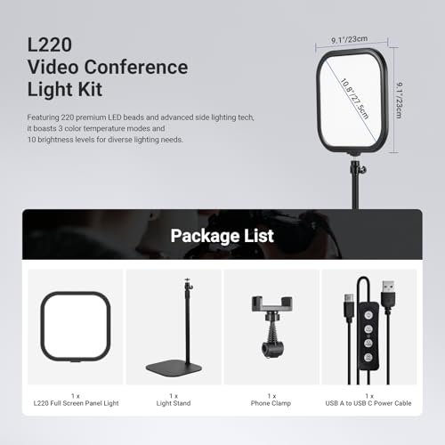 NEEWER Basics 10.8" Video Conference Lighting, 15W Bi Color Edge Lit Full Screen CRI95+ Ring Light with Desk Stand & Phone Holder for Webcam Meeting Streaming Computer Laptop Zoom Calls
