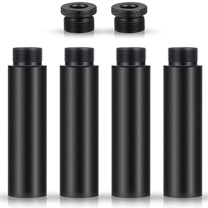 Weewooday 4 Pieces Mic Stand Extension Tube 5/8 Inch Microphone Extension Pipe Aluminium Alloy Stand Extenders Screw Boom Tubes with 2 Metal Adapters(Black) - color: Black