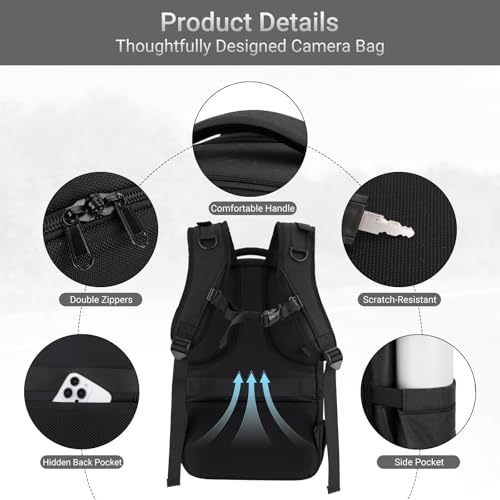 MOSISO Camera Backpack, DSLR/SLR/Mirrorless Photography Backpack, Camera Bag with Tripod Holder&15.6 inch Laptop Compartment&Rain Cover Compatible with Canon/Nikon/Sony/DJI Mavic Drone, Black - color: Black