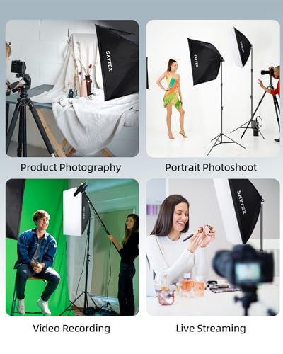 Skytex Softbox Lighting Kit 2Pack, 20x28in Soft Box | 135W 5500K E27 CFLBulb Continuous Photography Lighting, Photo Studio Lights Equipment for Camera Shooting, Video Recording - size: 2 softbox fixed