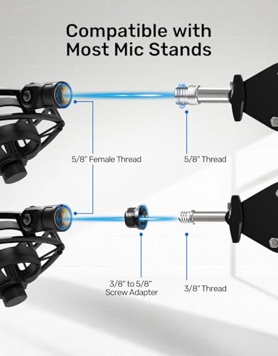 2026 Upgrade Shock Mount for HyperX SoloCast & Razer Seiren Mini Microphone, Anti-Vibration Suspension Elastic Shock Mount Holder Clip Mics Stand - size: HyperX SoloCast Shock Mount