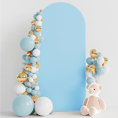 Wokceer 6FT Wedding Arch Backdrop Cover Spandex Fitted Wedding Stand Covers Round Top Chiara Arch Backdrop Cover for Birthday Party Ceremony Banquet Decoration Dusty Blue - color: Dusty Blue, size: 6 FT