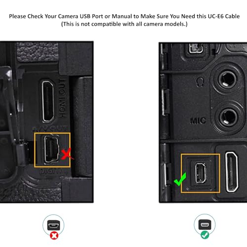 USB Picture Transfer Charge Cable with USB-C Connector UC-E6 UC-E16 UC-E17 for Select Nikon Coolpix/DSLR Cameras for PC, iPhone 15, Smartphone, MacBook (See Product Details, Pictures Before Buying)