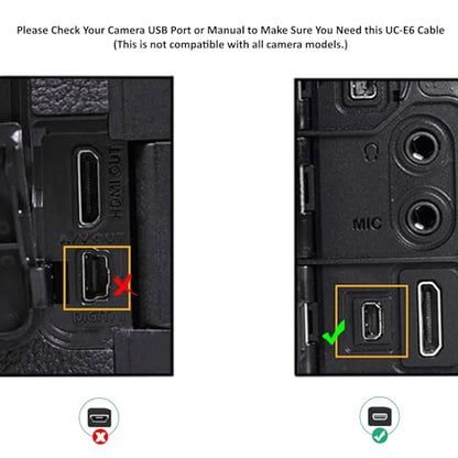 USB Picture Transfer Charge Cable with USB-C Connector UC-E6 UC-E16 UC-E17 for Select Nikon Coolpix/DSLR Cameras for PC, iPhone 15, Smartphone, MacBook (See Product Details, Pictures Before Buying)