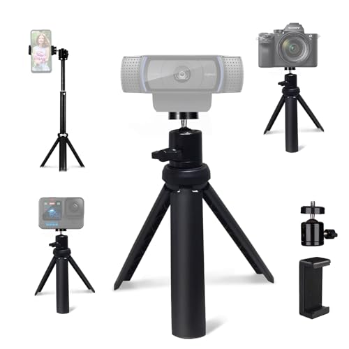 NexiGo Lightweight Mini Tripod for Camera/Phone/Webcam, Extendable Stand, for NexiGo Logitech Webcam C920 C922 C925e C922x C930e C930 C615 Brio and Other Lightweight Devices with 1/4" Thread