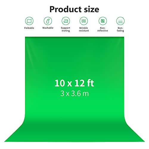 NEEWER 10 x 12FT / 3 x 3.6M PRO Photo Studio Premium Polyester Collapsible Backdrop Background for Photography, Video and Television (Backdrop ONLY) - Green - color: Green, size: 10 x 12 ft