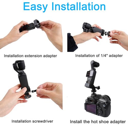 PellKing Clod Shoe Mount Adapter for DJI Osmo Pocket 3 Camera, with DJI Pocket 3 Expansion Adapter for DSLR Hot Shoe Mount