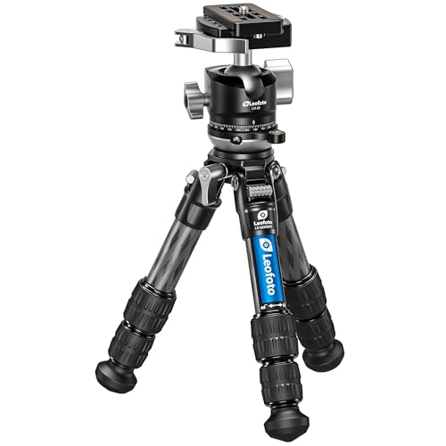 Carbon Fiber Mini Tabletop Tripod with Leveling Base for Camera, Tripod with Convertible 1/4" & 3/8" Screw, 360° Rotating Ball Head with QR Plate for DSLR/Phone Holder/Projector, Max Load 11.4LB - color: LS-223CEXX+LH-30LR: with 30LR Ball Head