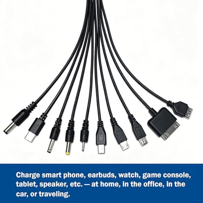 10 in 1 Universal USB Cable, Multi Charging Cable Compatible with Multiple Cell Phones Bluetooth Earphone Speaker MP3 Player