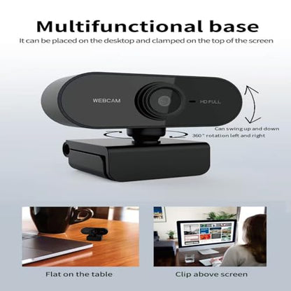 Shcngqio 1080P HD Webcam with Microphone, Noise Cancellation, Privacy Cover, Wide-Angle Lens, Auto Light Correction, Plug & Play USB Webcam for Laptop, Desktop, PC, Mac, Zoom, Skype, Streaming (Black)