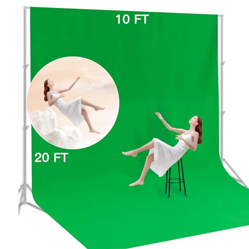 BEIYANG 10 Ft x 20 Ft Photography Backdrop Green Screen, Green Background Non-Reflective Fabric Wrinkle Resistance Photo Background for Photo Studio Shooting Props - color: Green, size: 10x20ft