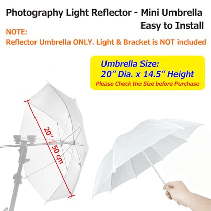 Cosmos 2 Pack Mini Photography Light Reflector Umbrella 20 Inch/ 50cm Diameter White Translucent Soft Umbrella Photography Photo Video Studio Mini Lighting Diffuser for Shooting (Bracket NOT Included)