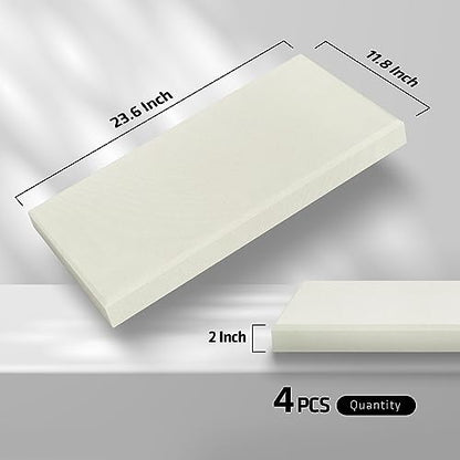 UMIACOUSTICS 4 PCS Acoustic Panels with Hanging Brackets, 2” Thick Fiberglass Sound Proof Panels Removable for Studios, Office, Home Theater Wall- Off White - color: Off White, size: 23.6" x 11.8"-4pcs