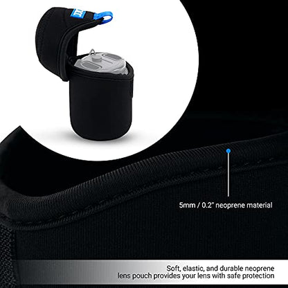 JJC Water Resistant Neoprene Camera Lens Pouch Case, Fold-Over Lens Bag for Mirrorless Lenses Up to 2.6 x 3.1(D X H) for Canon RF 50mm f/1.8, Sony FE 55mm f/1.8, Sigma 56mm f/1.4 etc. - size: 2.6 x 3.1"