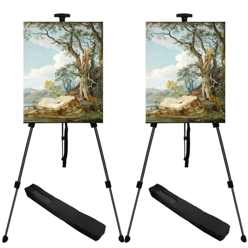 NS JYMB Black 2 Pack Adjustable Art Easel Stand for Painting and Sign | Two 17-66 inch metal tripod easels for display stand, canvas holder, floor and poster board use - style: 66Black 2pack