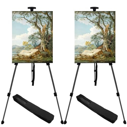 NS JYMB Black 2 Pack Adjustable Art Easel Stand for Painting and Sign | Two 17-66 inch metal tripod easels for display stand, canvas holder, floor and poster board use - style: 66Black 2pack