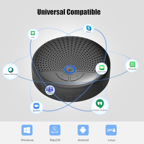 CM900 Conference Speaker and Microphone, 4 AI Mics 360° 20ft (7m) Voice Pickup, Noise Reduction, USB C & Bluetooth 5.3 (20m & 66ft) Speakerphone for 16 People, Compatible with Leading Platforms - color: Blue