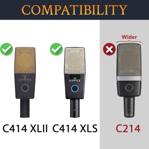 SOULWIT 2Pcs Pop Filter for AKG C414 XLII/XLS Microphone - Black | Mic Cover for AKG Pro Audio C414 XL(II/S) Condenser Microphones