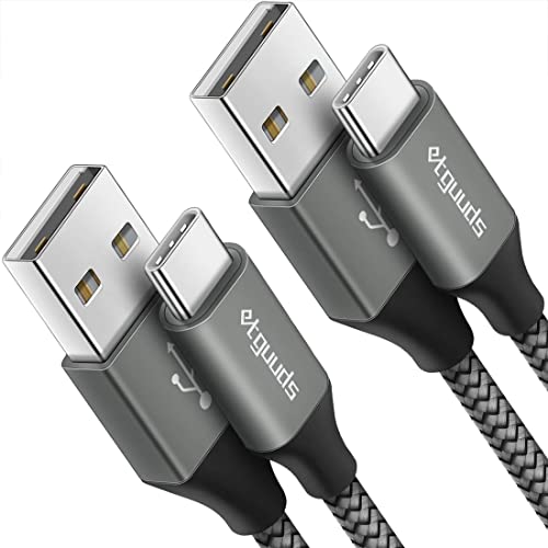 etguuds USB to USB C Cable 3ft, 2-Pack USB A to Type C Charger Cord Fast Charging for Samsung Galaxy A17 A16 A15 A26 A36 A56, S25 S24 S23 S22 S21 S20 S10 Note 20, for iPhone 17 16 15, Moto, Gray - color: Gray, size: 3ft