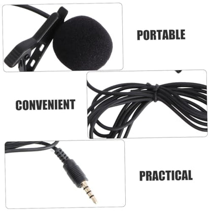 Toyvian Mini Clip Lavalier Condenser Microphone for Smartphones Laptops and Cameras Portable Hand Mic for Video Recording and Meetings Includes Rotary Clip Black