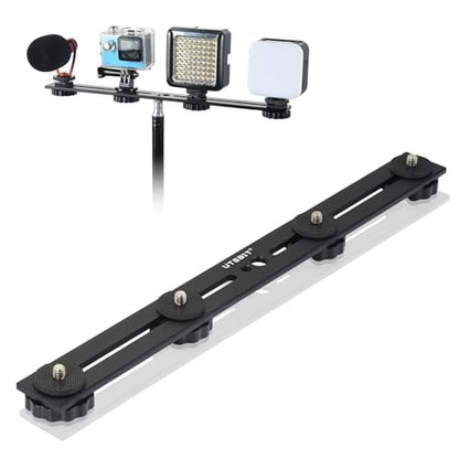 UTEBIT 13 inch Flash Bracket, Long Dual Camera Mount with 1/4“ Hot Shoe | Flash Bracket Extension Bar, Straight Flash Brackets 1/4-3/8 Thread Hole Tripod Mount for Camera/LED Light/Microphone - size: 13 Inch