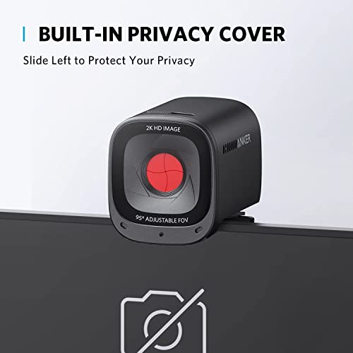 Anker PowerConf C200 2K Webcam, Computer Camera, Low-Light Correction | AI-Noise Canceling Mics, Adjustable Field of View, Built-in Privacy Cover, Stereo Mics, Works with PC/Laptop/Mac for Meeting