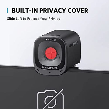 Anker PowerConf C200 2K Webcam, Computer Camera, Low-Light Correction | AI-Noise Canceling Mics, Adjustable Field of View, Built-in Privacy Cover, Stereo Mics, Works with PC/Laptop/Mac for Meeting